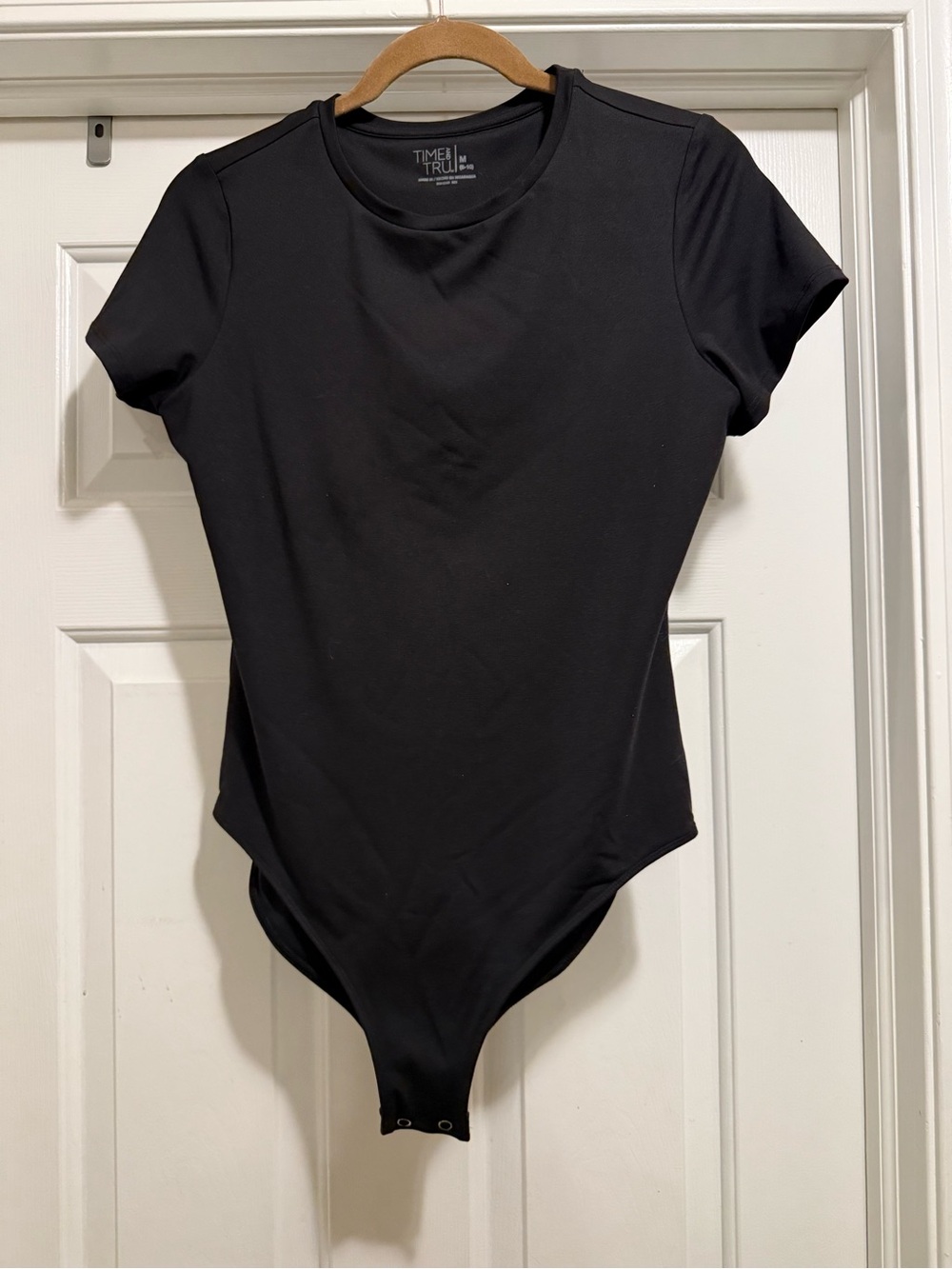 Time and Tru Black Short Sleeve Crew Bodysuit